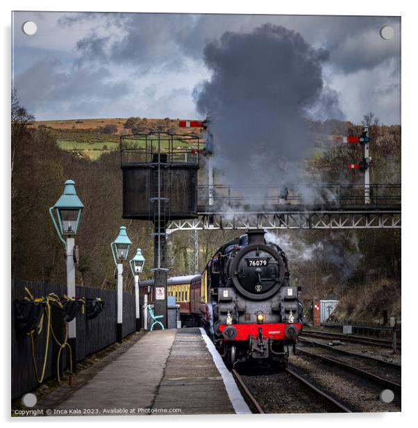Steam Train Pulling In To Grosmont Station Acrylic by Inca Kala