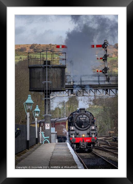 Steam Train Pulling In To Grosmont Station Framed Mounted Print by Inca Kala