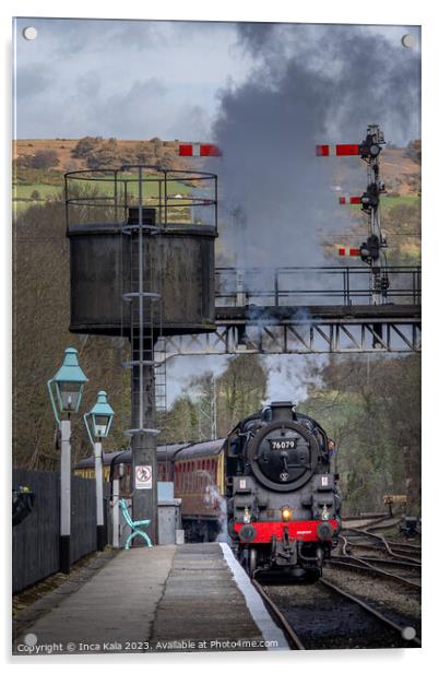 Steam Train Pulling In To Grosmont Station Acrylic by Inca Kala