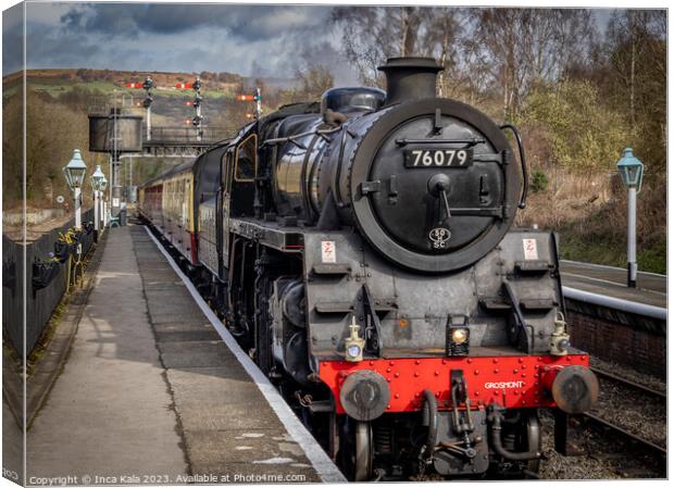 Steam Train At Grosmont Station Canvas Print by Inca Kala
