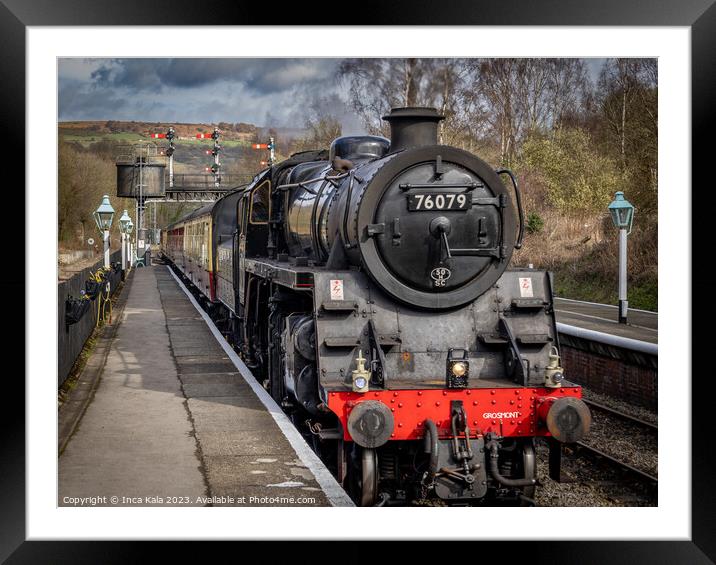 Steam Train At Grosmont Station Framed Mounted Print by Inca Kala