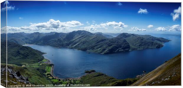 Views from Beinn Sgritheall over Loch Hourn Canvas Print by Phill Thornton
