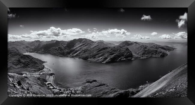 View from Beinn Sgritheall over Loch Hourn B&W Framed Print by Phill Thornton