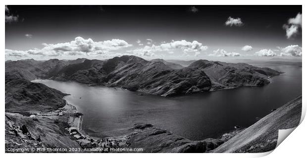 View from Beinn Sgritheall over Loch Hourn B&W Print by Phill Thornton