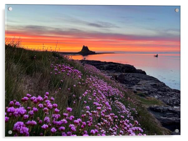 Holy Island Sunrise  Northumberland  Acrylic by David Thompson