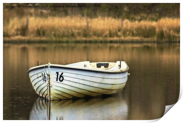 Small rowing boat Print by Ross McNeillie