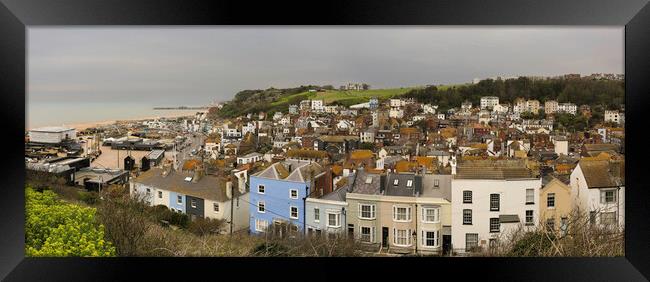 Panorama of Hastings Old Town Framed Print by Leighton Collins