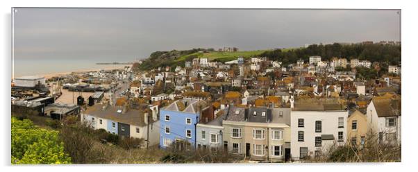 Panorama of Hastings Old Town Acrylic by Leighton Collins