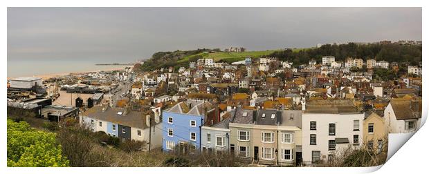 Panorama of Hastings Old Town Print by Leighton Collins