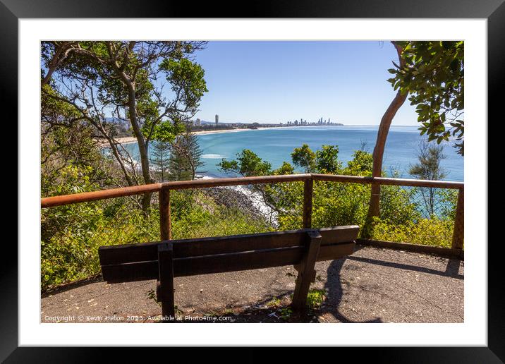 View from Burleigh Heads National Park  on a sunny Framed Mounted Print by Kevin Hellon