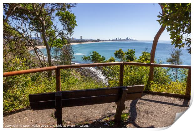 View from Burleigh Heads National Park  on a sunny Print by Kevin Hellon