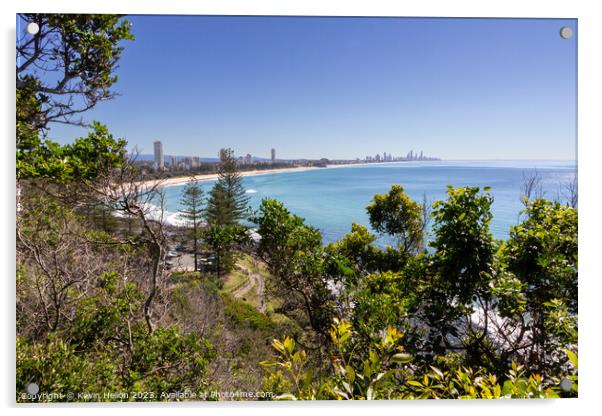 View from Burleigh Heads National Park  on a sunny summer's day  Acrylic by Kevin Hellon
