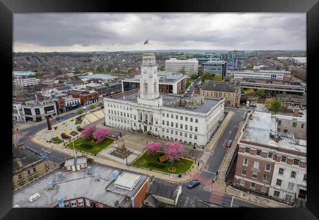 Barnsley Town Hall Spring Blossom Framed Print by Apollo Aerial Photography