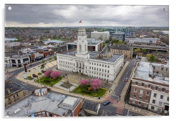 Barnsley Town Hall Spring Blossom Acrylic by Apollo Aerial Photography