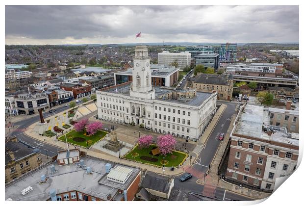 Barnsley Town Hall Spring Blossom Print by Apollo Aerial Photography