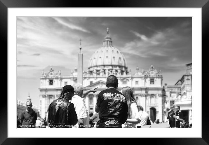 Harley Davidson Bikers in Roma Framed Mounted Print by Stefano Senise