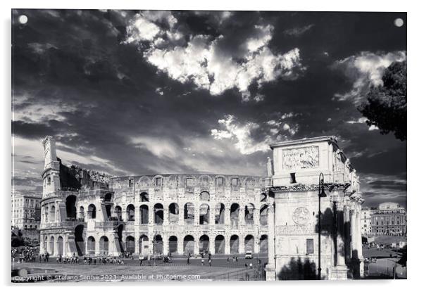 The Colosseum black and white - Rome Acrylic by Stefano Senise