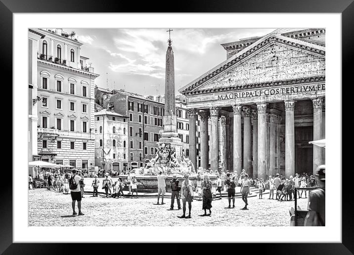 View of the Pantheon at Piazza della Rotonda Framed Mounted Print by Stefano Senise