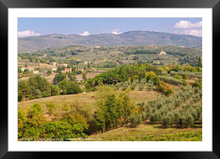 Tuscan countryside - Arezzo Framed Mounted Print by Laszlo Konya