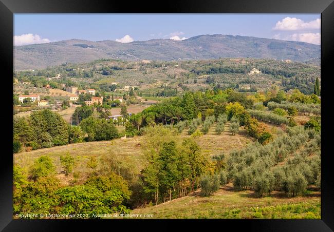 Tuscan countryside - Arezzo Framed Print by Laszlo Konya