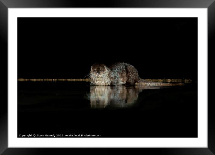 The Mysterious Otter Glimpse Framed Mounted Print by Steve Grundy