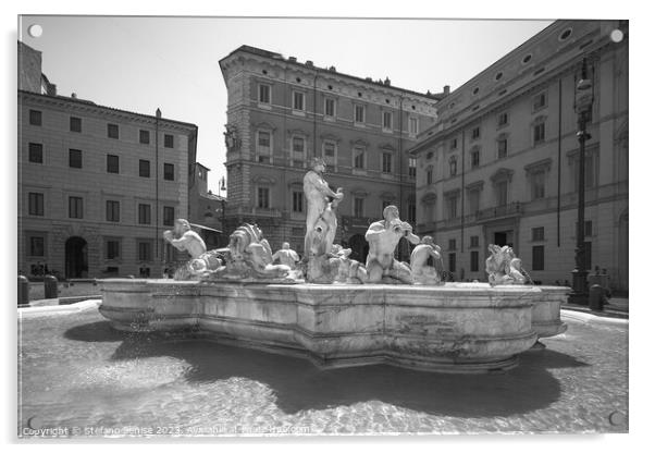 Piazza Navona - Fontana del Moro Acrylic by Stefano Senise