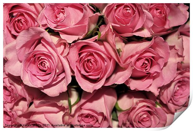Pink Rose Buds Print by Karen Martin