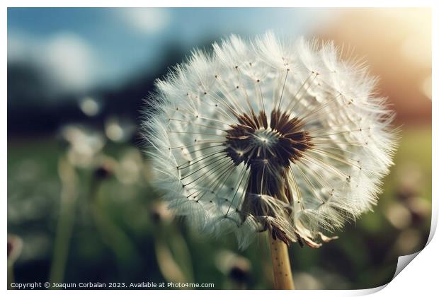 A field with a beautiful dandelion. Ai generated. Print by Joaquin Corbalan