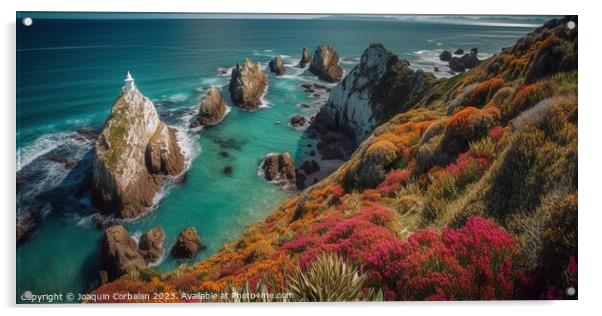 The rugged coastline of Nugget Point in Otago, where the vast ex Acrylic by Joaquin Corbalan