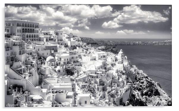 Thera - Fira City on Santorini - Greece BW Acrylic by Stefano Senise