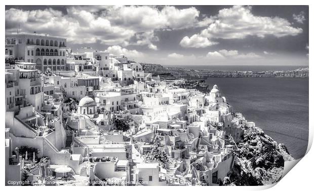 Thera - Fira City on Santorini - Greece BW Print by Stefano Senise