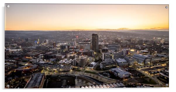 Sheffield City End Of The Day Acrylic by Apollo Aerial Photography