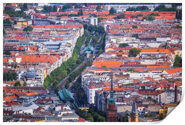 Berlin Aerial Cityscape Print by Artur Bogacki