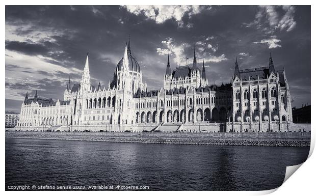 Budapest Panorama Black and White Print by Stefano Senise