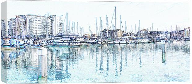 Sovereign Harbour in pencil Canvas Print by Sharon Lisa Clarke