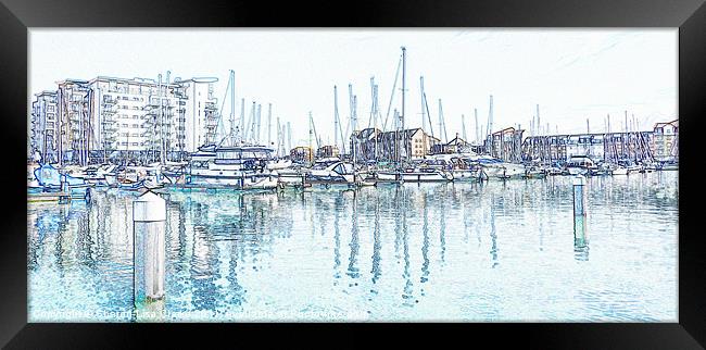 Sovereign Harbour in pencil Framed Print by Sharon Lisa Clarke