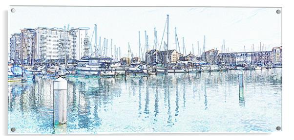 Sovereign Harbour in pencil Acrylic by Sharon Lisa Clarke