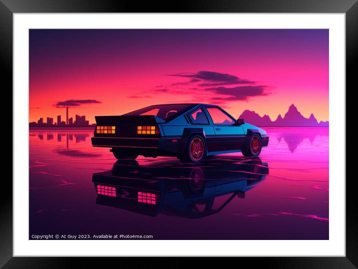 Neon Retro Car Framed Mounted Print by Craig Doogan Digital Art