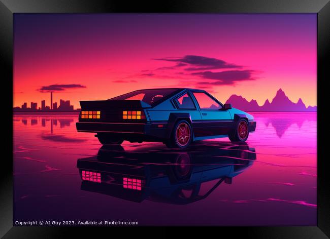 Neon Retro Car Framed Print by Craig Doogan Digital Art