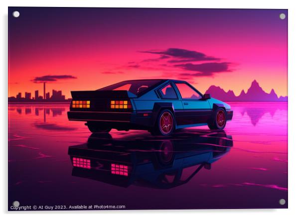 Neon Retro Car Acrylic by Craig Doogan Digital Art