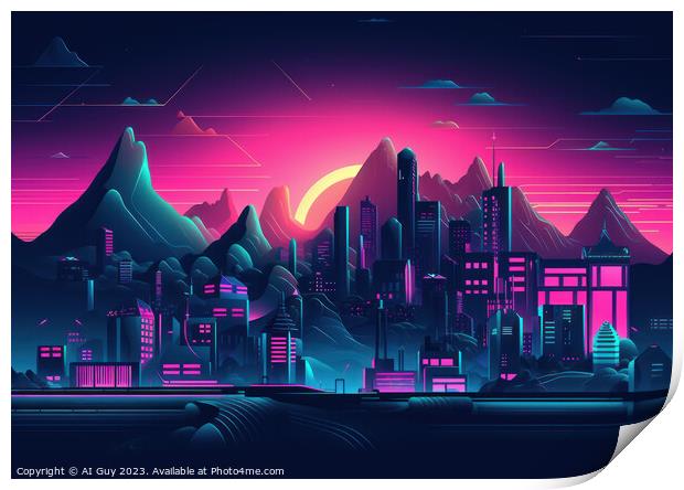 Neon Cityscape Print by Craig Doogan Digital Art