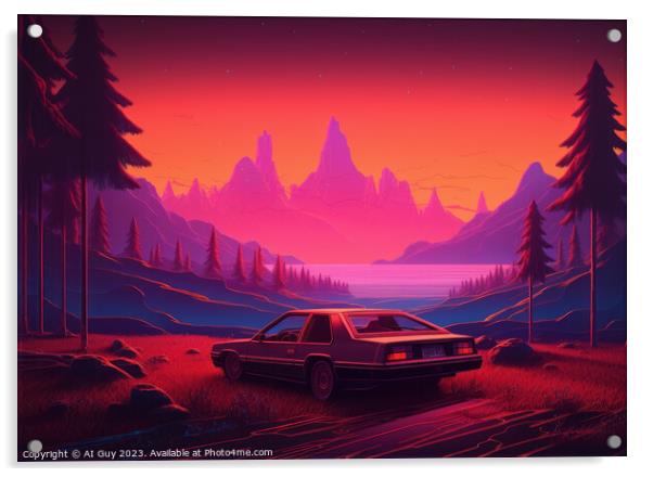 Retro Car Sunset Acrylic by Craig Doogan Digital Art