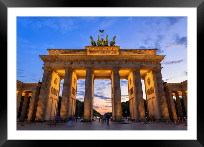 Brandenburg Gate At Twilight In Berlin Framed Mounted Print by Artur Bogacki