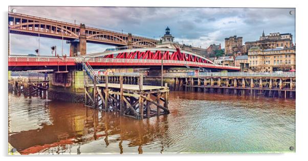 Gateshead Bridges  Acrylic by Valerie Paterson