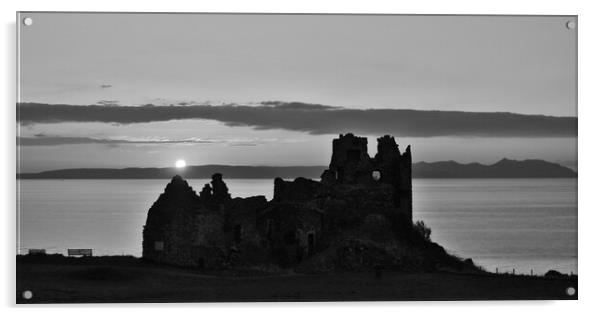Dunure castle at sunset (monochrome) Acrylic by Allan Durward Photography