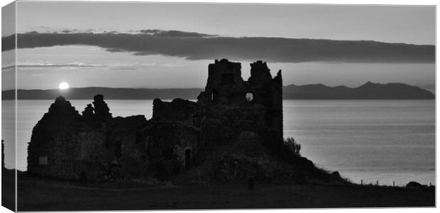 Ayrshire coastal sunset at Dunure Castle  Canvas Print by Allan Durward Photography