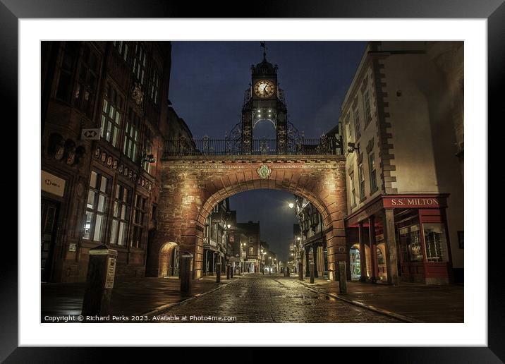 Chester City Street at Night Framed Mounted Print by Richard Perks
