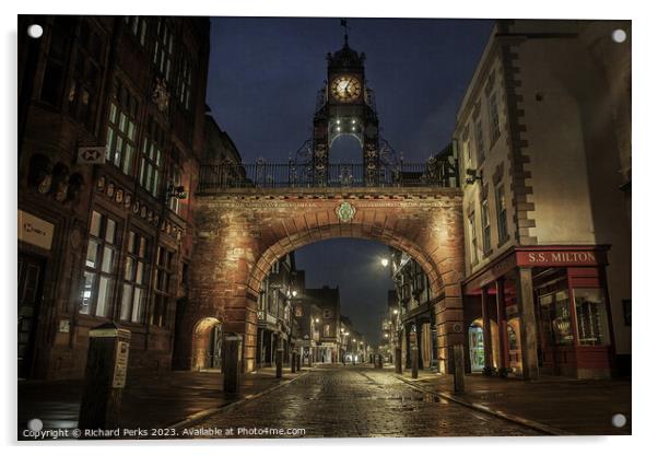 Chester City Street at Night Acrylic by Richard Perks