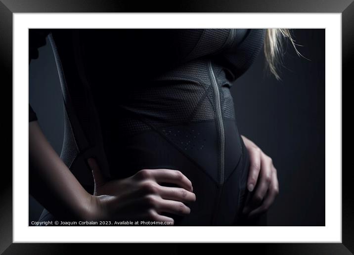 A close-up of the sleek and form-fitting athletic wear of a fema Framed Mounted Print by Joaquin Corbalan