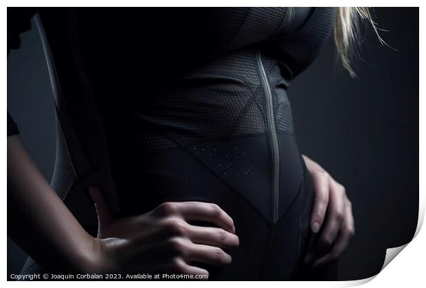 A close-up of the sleek and form-fitting athletic wear of a fema Print by Joaquin Corbalan